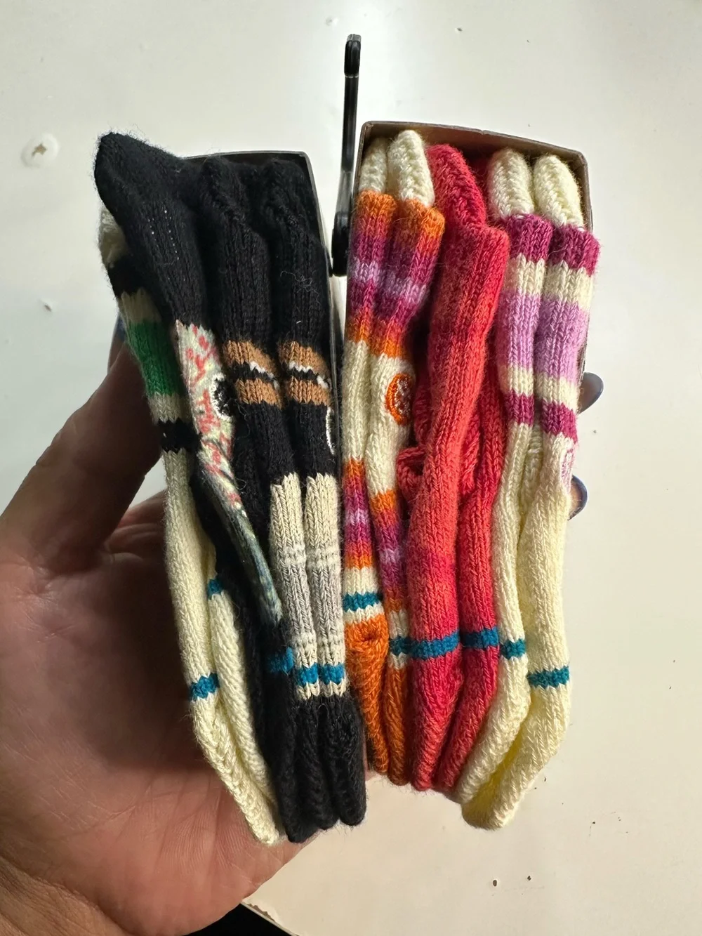 Stance BABY Casual Crew Socks - Black, Cream & Pink Accents